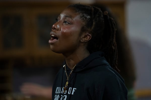 Justis Star, playing Marianne Laine, performs during a dress rehearsal for "Girl from the North Country" on Thursday, Jan. 22, 2026, in Atlanta. (Olivia Bowdoin for the AJC)