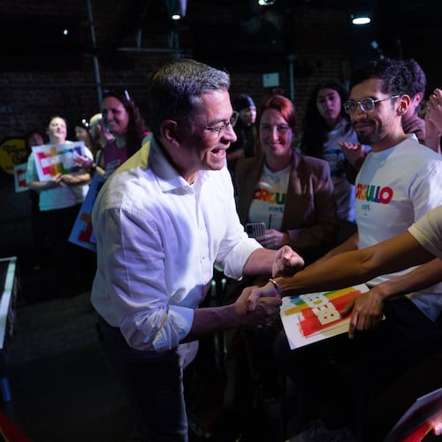 California gubernatorial candidate Xavier Becerra shakes hands with supporters during a campaign event in West Hollywood, Calif., Thursday, May 28, 2026. (AP Photo/Jae C. Hong)