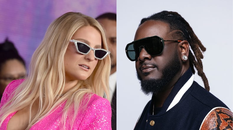Meghan Trainor thanked T-Pain in an AJC newspaper advertisement on March 15, 2024. The pair collaborated on Trainor's recent single "Been Like This". Credits: Jordan Strauss/Invision/AP, AJC File