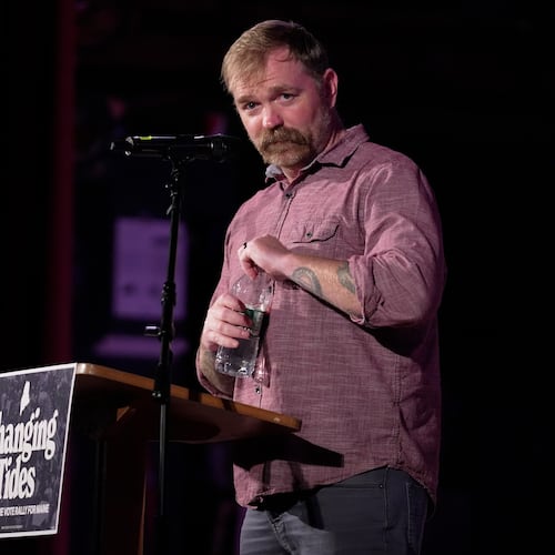 Graham Platner, Democratic candidate for U.S. Senate, speaks at a campaign event Friday, June 5, 2026, in Bar Harbor, Maine. (AP Photo/Robert F. Bukaty)