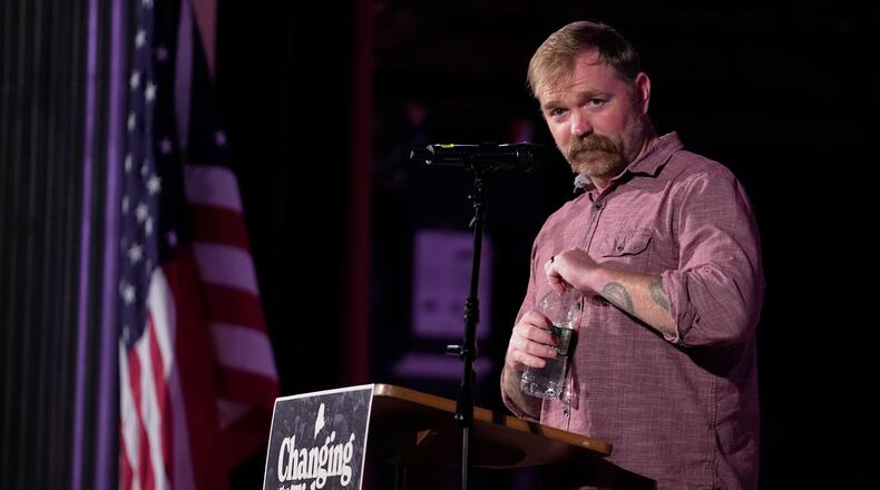 Graham Platner, Democratic candidate for U.S. Senate, speaks at a campaign event Friday, June 5, 2026, in Bar Harbor, Maine. (AP Photo/Robert F. Bukaty)