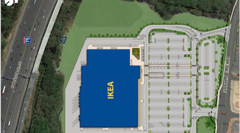 A rendering of the Ikea proposed for Franklin Gateway in Marietta. (Courtesy of the city of Marietta)