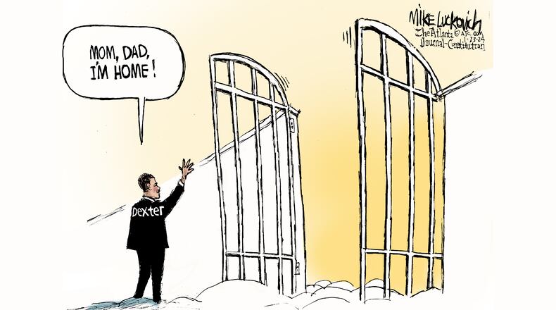 Editorial cartoon by Mike Luckovich after the death of Dexter King, youngest son of MLK, at 62. (Luckovich / AJC)