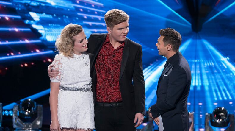 AMERICAN IDOL - "119 (Grand Finale)" - Following amazing performances by music superstars and legends, including our very own "American Idol" judges, the winner of Season 1 of "American Idol" on ABC will finally be crowned, as the search for AmericaÕs next superstar comes to a close on its new home on AmericaÕs network, The ABC Television Network, MONDAY, MAY 21 (9:00-11:00 p.m. EDT). (ABC/Eric McCandless) MADDIE POPPE, CALEB LEE HUTCHINSON, RYAN SEACREST