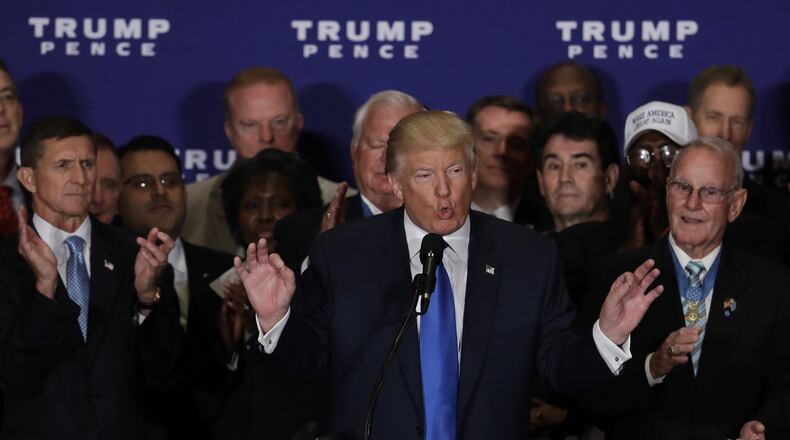 Republican presidential candidate and billionaire Donald Trump, shown at a September press conference in Washington, may have avoided paying any federal income taxes for years using the “loss carry-forward” provision. (AP Photo/Manuel Balce Ceneta, File)
