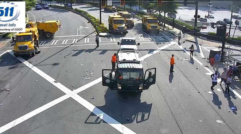 The starting line of the AJC Peachtree Road Race has been broken down at Lenox Square.