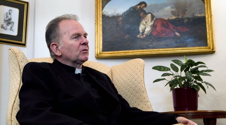 The Rev. Patrick Conroy, who was then the House chaplain, in his office at the Capitol in Washington on Jan.13, 2012. The decision by House Speaker Paul Ryan (R-Wis.) to fire Conroy brought complaints from Democrats who said Conroy was sacked over a prayer he made during last fall’s debate on the Republican tax-cut proposal. (Stephen Crowley/The New York Times)