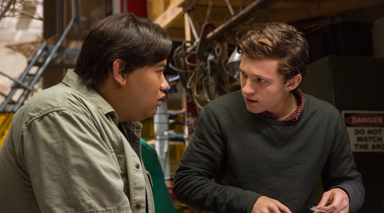 Jacob Batalon and Tom Holland in a scene from "Spider-Man: Homecoming." Production photos provided to the AJC by the Georgia Department of Economic Development