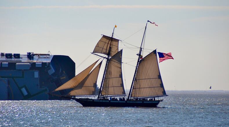 Sudie Teszler took this photo on Nov. 29 from Saint Simon’s Island at Pier Village. It's the Privateer Tall Ship Lynx passing the sinking Golden Ray.