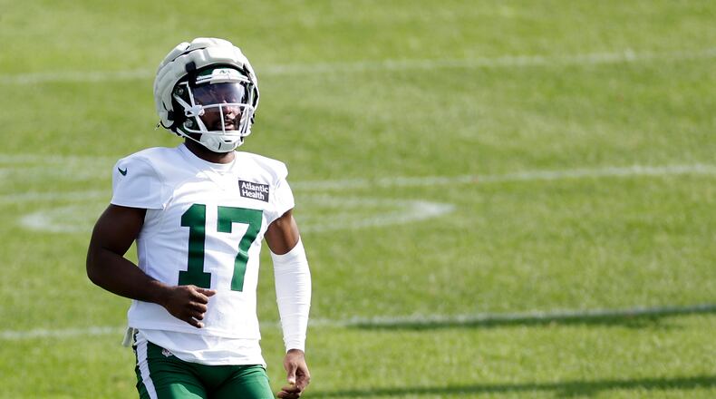FILE - New York Jets cornerback Kris Boyd takes part in an NFL football training camp, July 23, 2025, in Florham Park, N.J. (AP Photo/Adam Hunger, File)