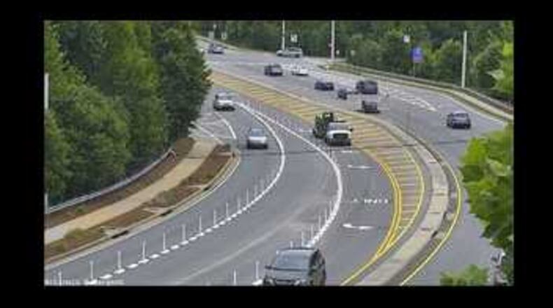 At this intersection, where McGinnis Ferry and Sargent roads meet, a Florida-T pattern has been installed.