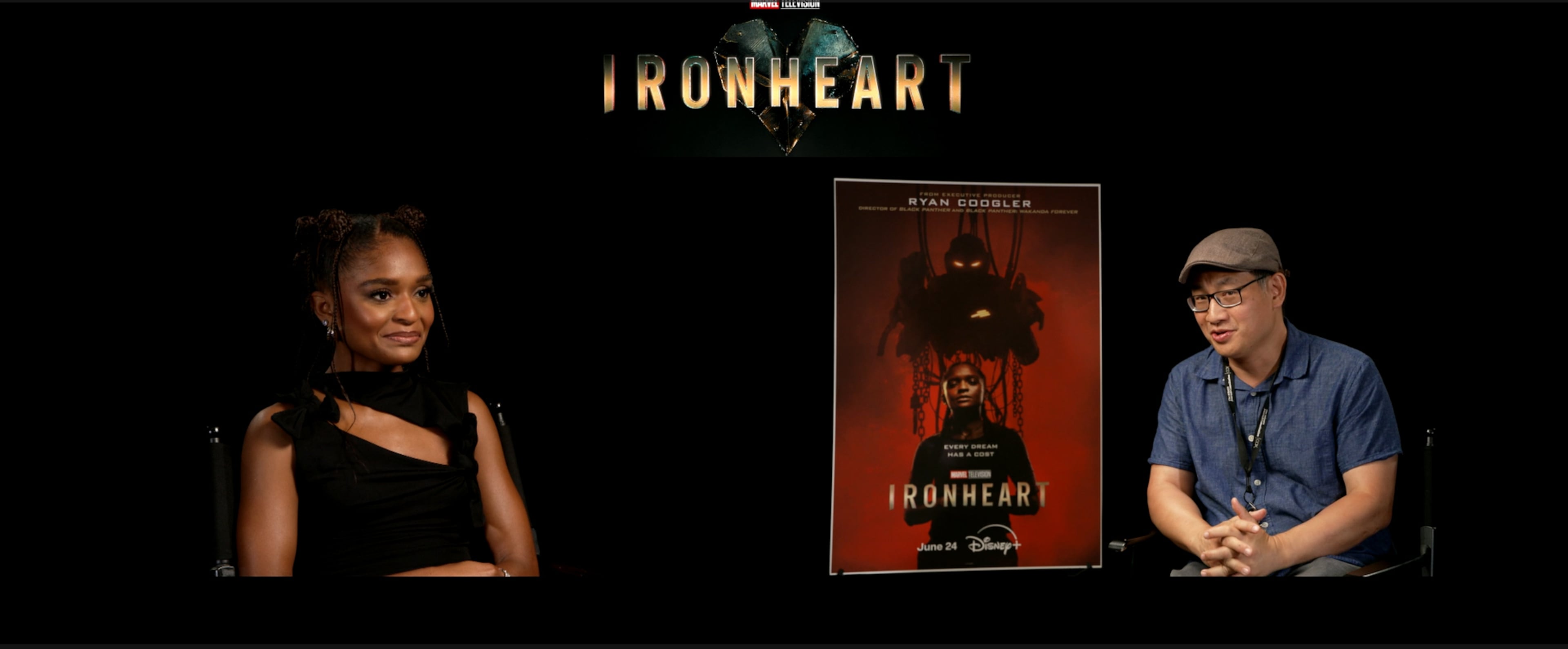 Dominique Thorne (left), star of Disney+'s "Ironheart," speaks to Rodney Ho of The Atlanta Journal-Constitution at the Ritz Carlton in downtown Atlanta on June 10, 2025. (Courtesy of Disney+)