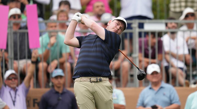 Robert MacIntyre hits his drive on the first hole during the first round of the Valero Texas Open golf tournament in San Antonio, Thursday, April 2, 2026. (AP Photo/Eric Gay)