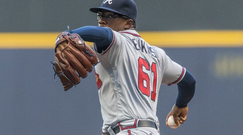 Atlanta Braves' Tyrell Jenkins pitches to a Milwaukee Brewers' batter during the first inning of a baseball game Tuesday, Aug. 9, 2016, in Milwaukee. (AP Photo/Tom Lynn)