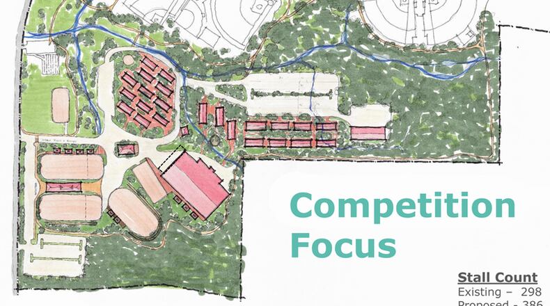 A “Competition Focus” conceptual master plan was one of two approved by the Alpharetta City Council for the Wills Park Equestrian Center. CITY OF ALPHARETTA