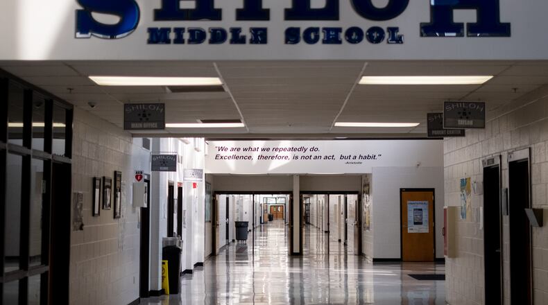 The empty halls of Shiloh Middle School in Snellville as seen in June 2020. Ben@BenGray.com for the Atlanta Journal-Constitution