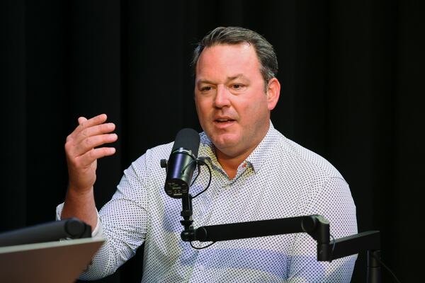 Lt. Gov. Burt Jones speaks to the AJC for the "Politically Georgia" podcast. (Jason Getz/AJC)