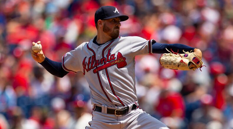 PHILADELPHIA, PA - JULY 28: Kevin Gausman #45 of the Atlanta Braves throws a pitch in the bottom of the first inning against the Philadelphia Phillies at Citizens Bank Park on July 28, 2019 in Philadelphia, Pennsylvania. (Photo by Mitchell Leff/Getty Images)