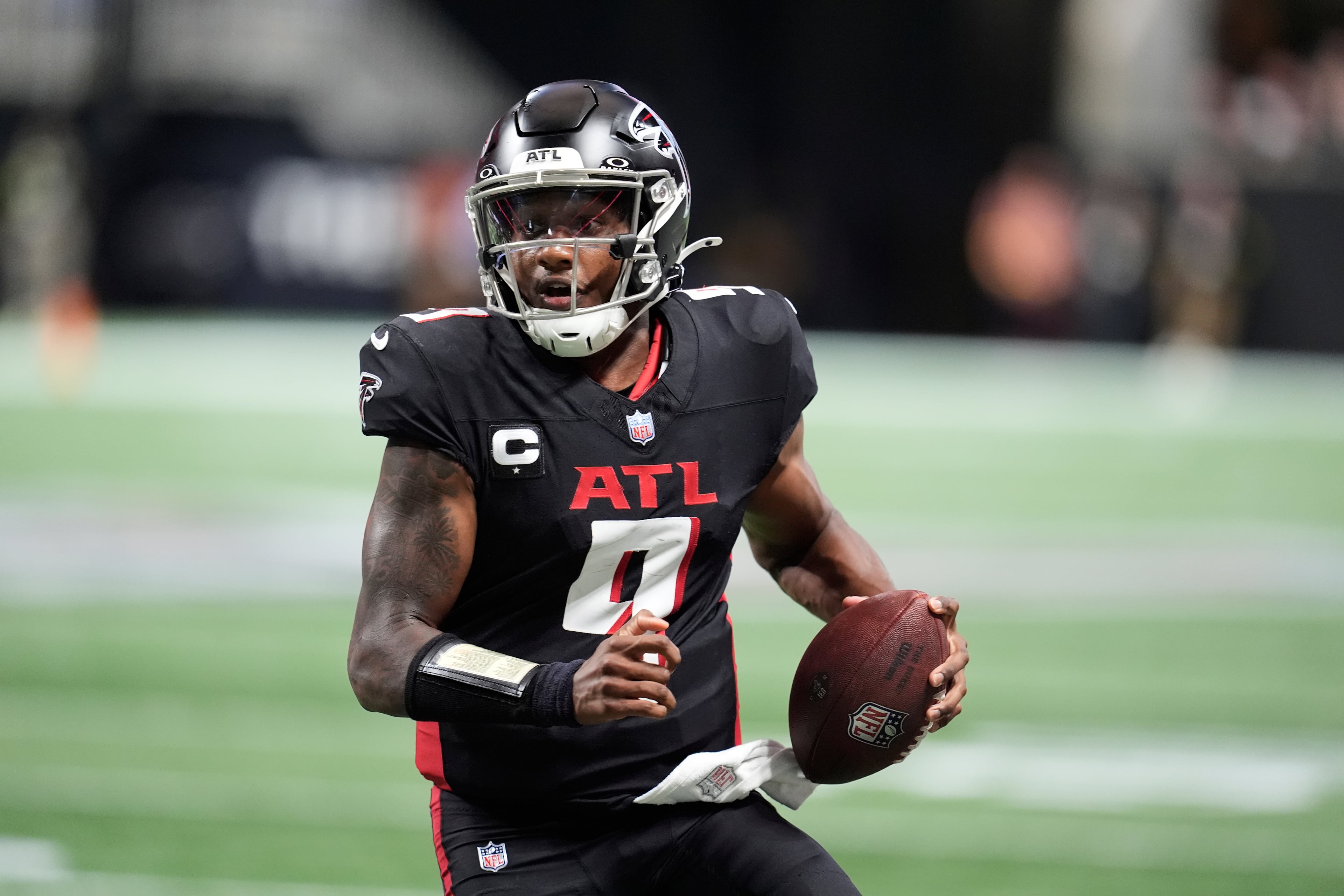 Falcons quarterback Michael Penix Jr. runs for touchdown against Tampa in Week 1.