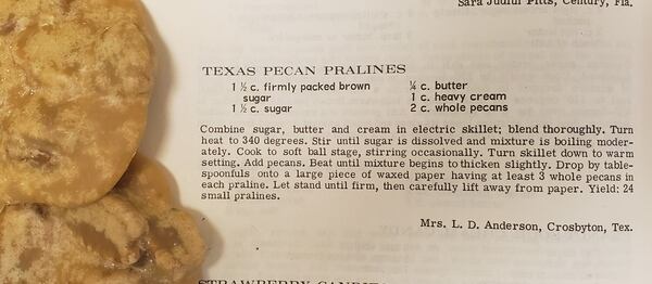Julie Frazier of Maybird Confections adapted her pecan praline recipe from the Texas Pecan Praline recipe in the pages of “Southern Living Cookbook: Desserts” (Southern Living Cookbook Library, 1967). (Courtesy of Julie Frazier)