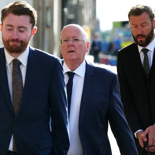 Former SNP chief executive Peter Murrell, center arrives at Edinburgh High Court, in Edinburgh, Scotland, Monday May 25, 2026. (Jane Barlow/PA via AP)