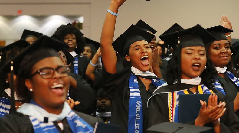 Graduates celebrate receiving their diplomas during the Spelman College 2017 Commencement Ceremony at the Georgia International Convention Center. Spelman was ranked as the nation’s top historically black college and university, according to U.S. News & World Report. Curtis Compton/ccompton@ajc.com