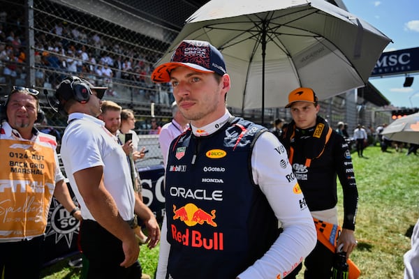 Red Bull driver Max Verstappen of the Netherlands stands at the starting grd before the Austrian Formula One Grand Prix in Spielberg, Austria, Sunday, June 29, 2025. (AP Photo/Denes Erdos, Pool)