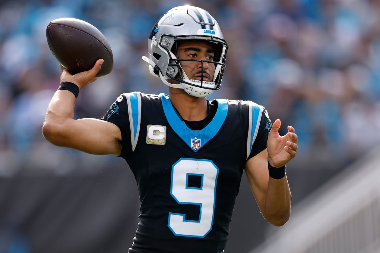 Panthers quarterback Bryce Young — pictured passing against the Saints in a 17-7 loss Sunday — was 16-of-24 for 121 yards and rushed for a touchdown in Carolina's 30-0 win over Atlanta on Sept. 21. (Rusty Jones/AP)