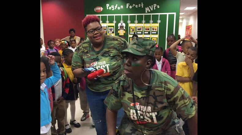 Peyton Forest staff inspire students in advance of state tests. Atlanta Public Schools photo via Twitter @APSPeytonForest