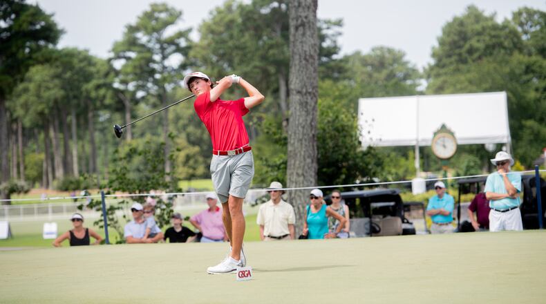 Maxwell Ford of Peachtree Corners tees off at the 2020 Georgia Amateur Championship. Ford has signed with the University of Georgia.