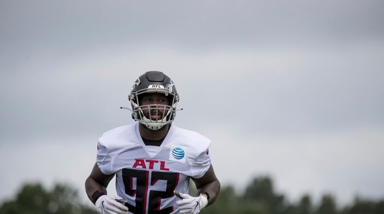 Falcons defensive end Charles Harris, a 2017 first-round draft pick, is looking to jump-start his career after three seasons with the Dolphins. (Photo courtesy of The Atlanta Falcons.)