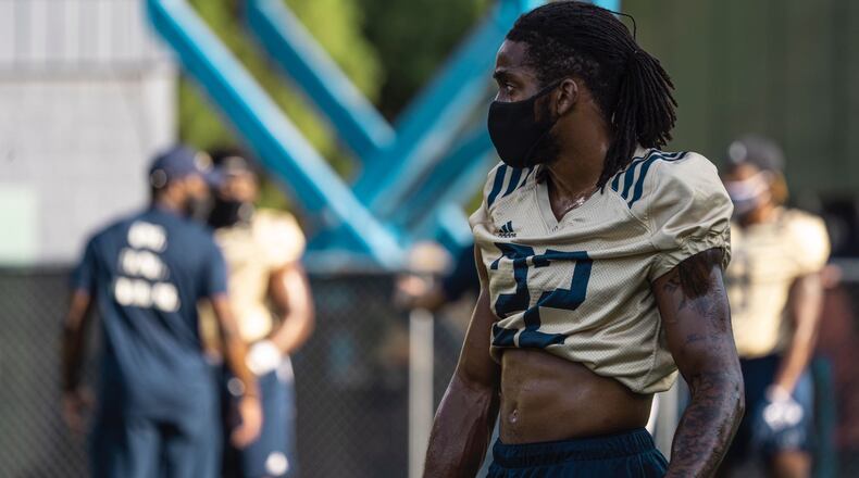 Georgia Tech defensive back Kaleb Oliver at preseason practice in August 2020.