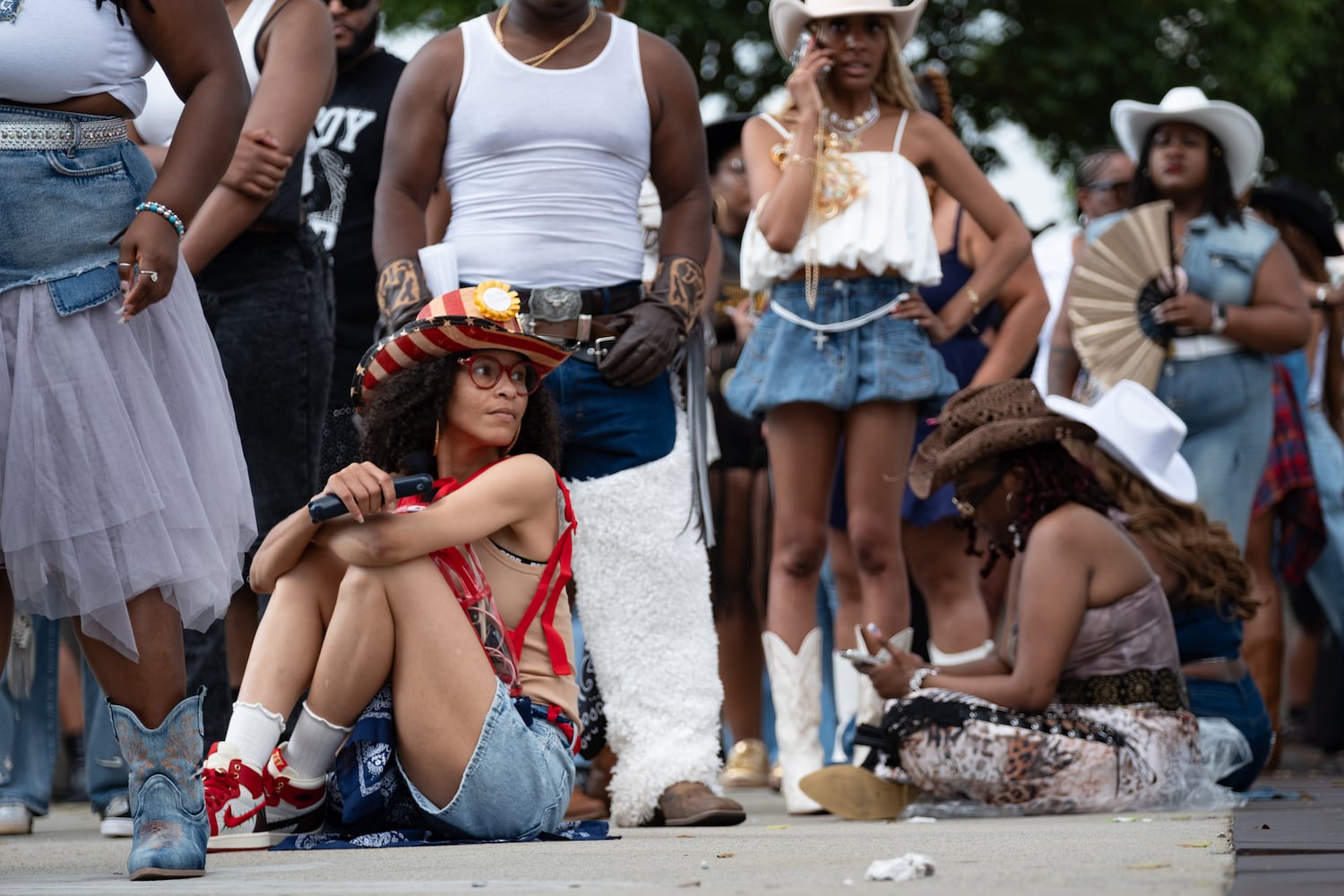 Chana Magee, from Atlanta, waited for an hour to be one of the first people in when the gates to open at Mercedes-Benz Stadium for  Beyoncè’s “Cowboy Carter” show Friday, July 11, 2025.   Ben Gray for the Atlanta Journal-Constitution