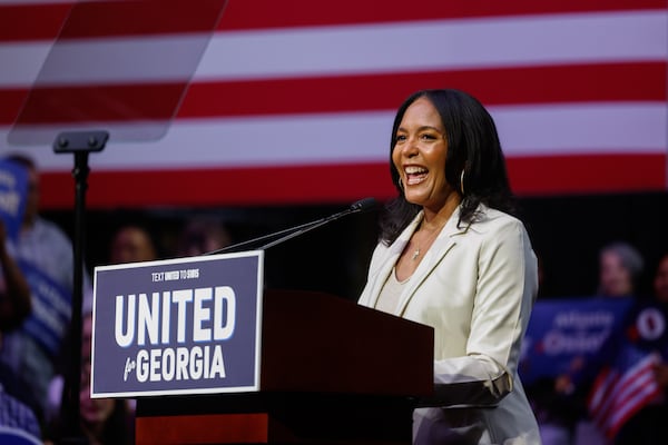 Democratic candidate for governor Keisha Lance Bottoms speaks at a joint campaign rally with U.S. Sen. Jon Ossoff at the Tabernacle in Atlanta on Sunday. (Arvin Temkar/AJC)
