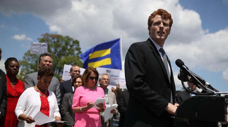 U.S. Rep. Joe Kennedy (D-MA) speaks during a press conference condemning the new ban on transgendered servicemembers on July 26, 2017 in Washington, DC. He delivered the Democrat’s response to the State of the Union address on Jan. 30, 2018.
