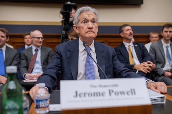 Federal Reserve Board Chairman Jerome Powell arrives for a hearing of the House Committee on Financial Services on Capitol Hill, Tuesday, June 24, 2025, in Washington. (AP Photo/Mark Schiefelbein)