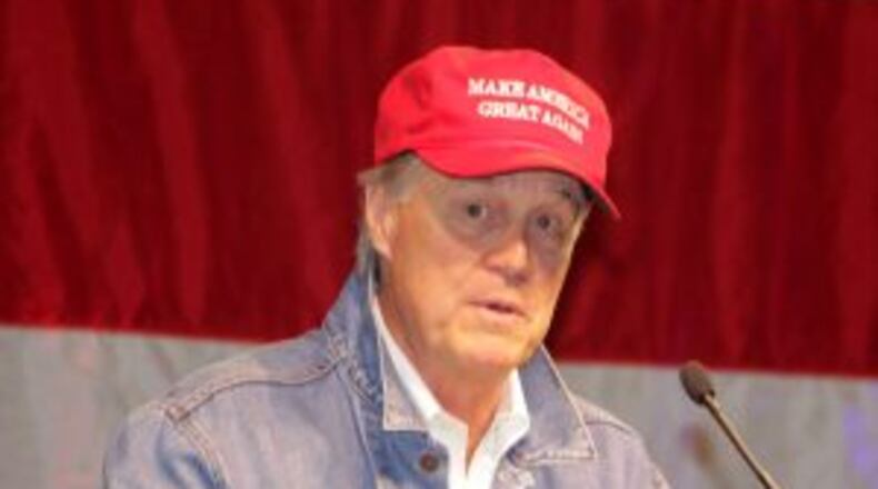 U.S. Sen. David Perdue, endorsing Donald Trump and his "outsider" movement at the Georgia GOP convention in Augusta earlier this year. Jon Richards/Georgiapol.com