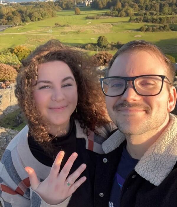 In this undated image released by the Lilley family, Sam Lilley, copilot of the American Airlines plane that collided with a helicopter recently in Washington D.C., is seen with his fiancé Lydia Coles. (Lilley Family via AP)