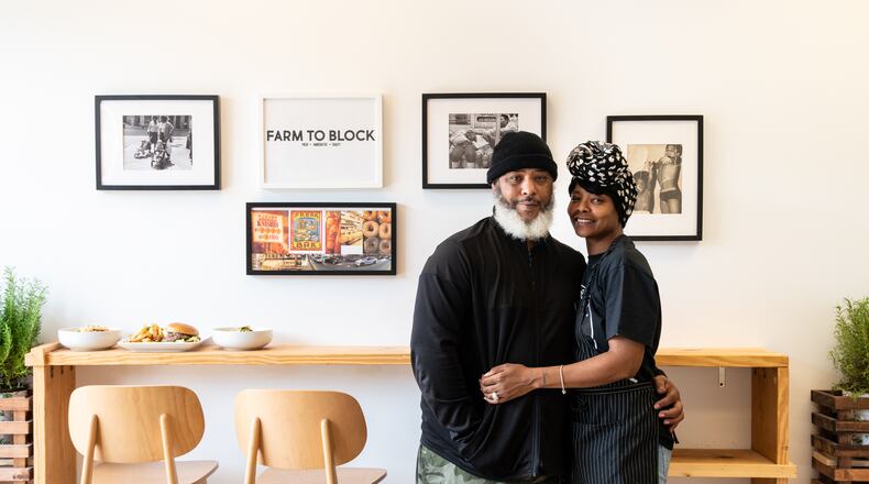 Chef Malik Rhasaan and his wife, Detric Fox-Quinlan, own Che Butter Jonez. (Mia Yakel for The Atlanta Journal-Constitution)