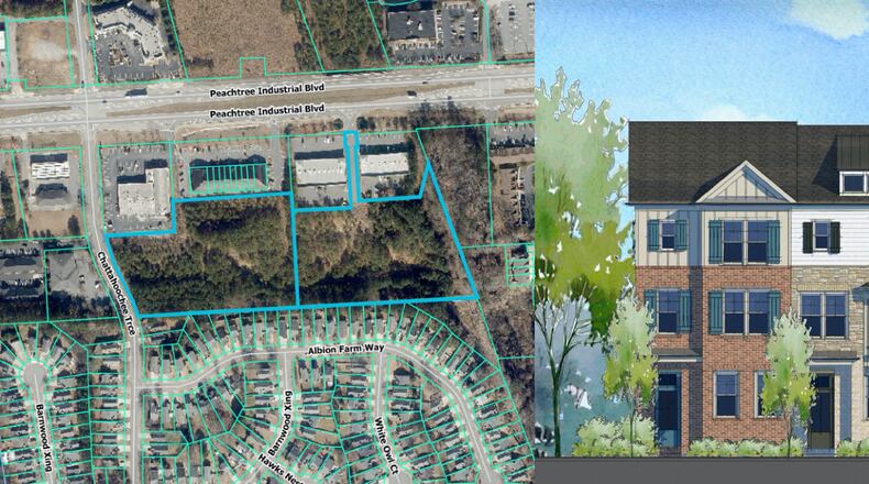 Duluth has approved a request from McKinley Homes US to rezone about 8.58 acres for the construction of 72 single-family townhomes to be known as Rivière. (Courtesy City of Duluth)
