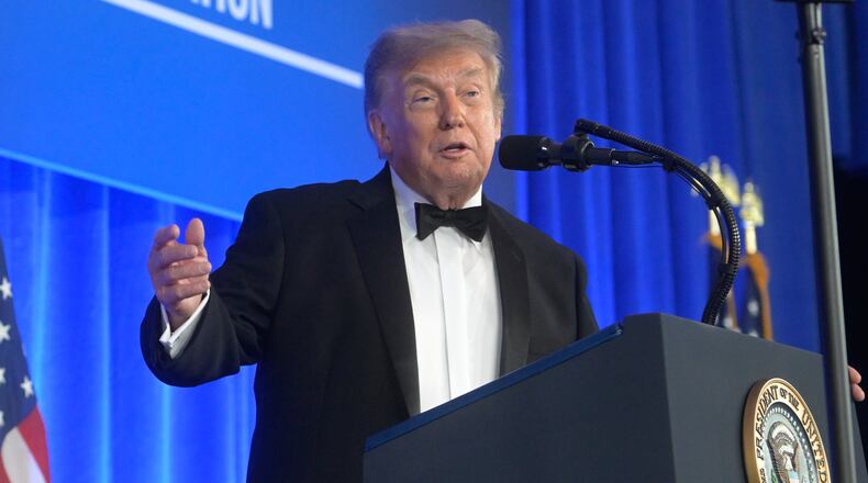President Donald Trump speaks at the White House Correspondents' Association dinner at the Waldorf Astoria Washington DC, Friday, July 24, 2026, in Washington. (AP Photo/Rod Lamkey, Jr.)