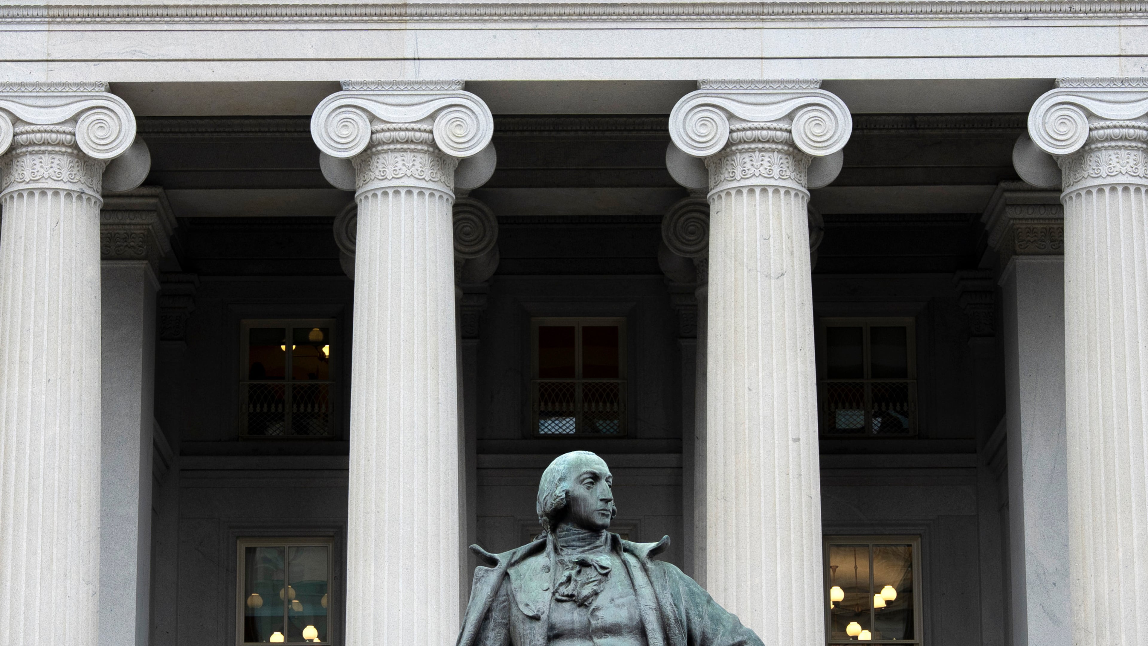 FILE - The Treasury Department building is seen, March 13, 2025, in Washington. (AP Photo/Alex Brandon, File)