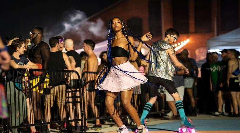 Jayda Priester skates at a Chaka Khan Hacienda event in Atlanta on Sept. 25, 2022. While roller-skating has a long history in Atlanta, its popularity has been on the rise since 2020 when the pandemic pushed residents to explore outdoor activities. (Nicole Craine/The New York Times)