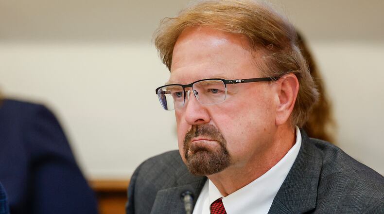 FILE - Rep. Chuck Edwards, R-N.C., listens to testimony as the House Judiciary Subcommittee on Oversight holds a field hearing on violent crime in Charlotte, N.C., Sept. 29, 2025. (AP Photo/Nell Redmond, File)