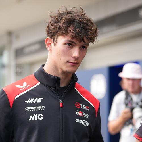 Haas driver Oliver Bearman of Britain walks down pit lane following his crash during the Japanese Formula One Grand Prix at Suzuka in central Japan, Sunday, March 29, 2026. (AP Photo/Eugene Hoshiko)
