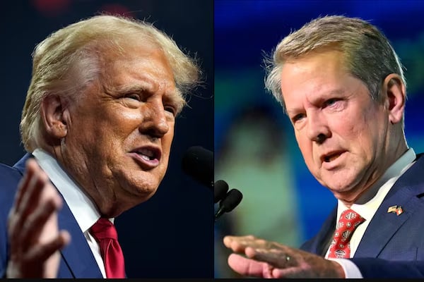 President Donald Trump, left, and Gov. Brian Kemp. (AP and AJC)