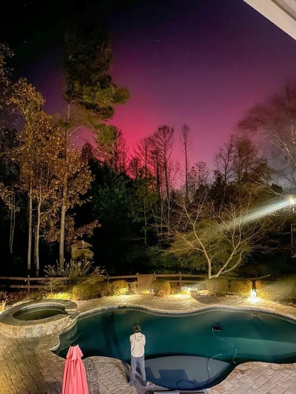 Leida Andersen took this image of the sky amid a dazzling northern lights display on Tuesday, Nov. 11, 2025, from her neighborhood near Dallas. (Photo courtesy of Leida Andersen)