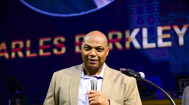 ATLANTIC CITY, NEW JERSEY - SEPTEMBER 08: Charles Barkley speaks to guests during the Julius Erving Red Carpet and Pairings Party at Premier Night Club at the Borgata Hotel Casino & Spa on September 08, 2019 in Atlantic City, New Jersey. (Photo by Lisa Lake/Getty Images for Julius Erving Golf Classic (a PGD Global Production))