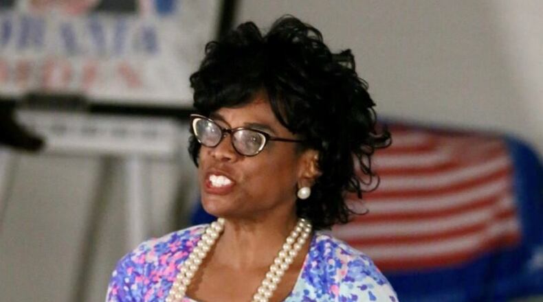 Playwright-actress Ingrid Griffith plays former U.S. Congresswoman Shirley Chisholm in “Unbossed and Unbowed.” Griffith portrays 14 supporting characters, including Chisolm’s parents, mentors, feminist Gloria Steinem and former Democratic Rep. Wilbur Mills. (Courtesy of Tyrone Griffin)