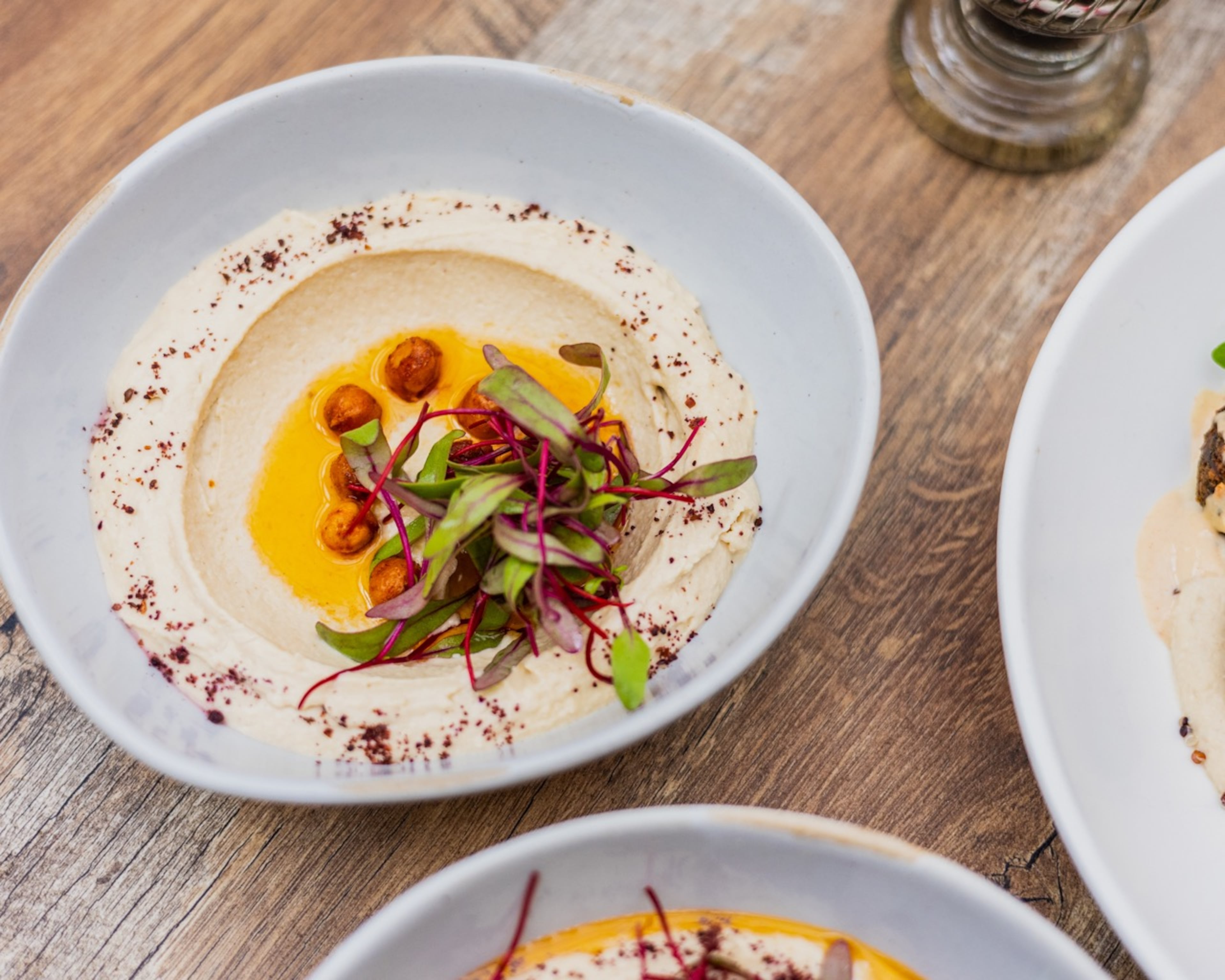 A sharp garlic note contrasts with the silky smoothness of Delbar's hummus. (Andrew Thomas Lee/Delbar)